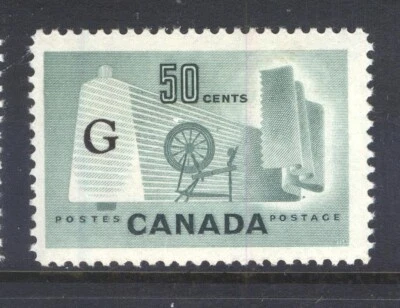 CANADÁ O38 1953 50c DEFINITIVO VERDE CLARO INDUSTRIA TEXTIL G OFICIAL MNH  Foto 1 de 2