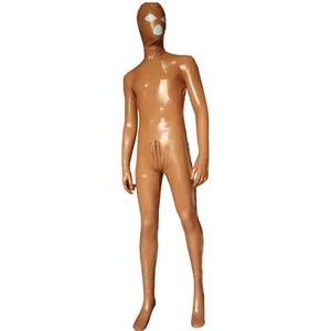 Men's Handmade Wetlook PVC Catsuit Zipper Bodysuit Full Body Suit w/ Hood Gloves - Picture 1 of 12
