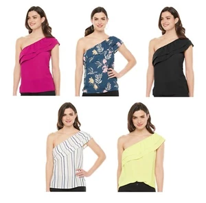 Neu mit Etikett Damen Apt. 9 Rüschen One Shoulder Top 5 Farben Größen S M L XL - Bild 1 von 8