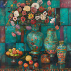 Leinwanddruck, Stilleben blaue Vase #Jugendstil #Klimt