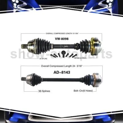 Par TrakMotive pasajero delantero lado del conductor eje CV eje para Audi TT Quattro Foto 1 de 3