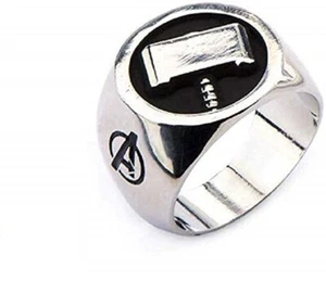 Thor Hammer Symbol - Stainless Steel Premium Quality Mens Ring, Size - 9 - Picture 1 of 2