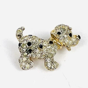 Bejeweled Small Dog Lapel Pin Crystal Black Gemstones - Picture 1 of 13