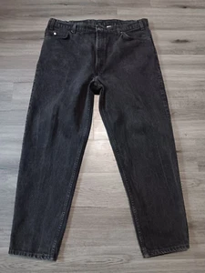 Jeans vintage Levis 550 uomo nero vestibilità rilassata gamba affusolata linguetta arancione taglia 40x30 - Foto 1 di 7