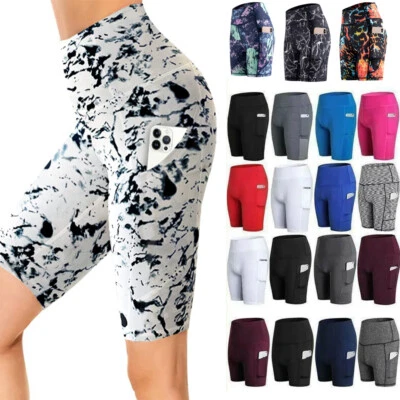 Womens High Waisted Cycling Shorts Running Leggings Gym Ladies Sports Yoga Pants - Image 1 of 4