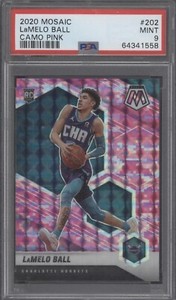 LAMELO BALL 2020-21 Panini Mosaic Pink Camo Rookie RC #202 Graded PSA 9 MINT