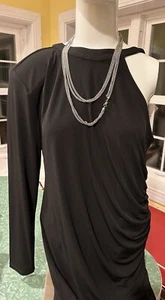 Eloquii schwarzes schulterfreies Kleid mit kalter Schulter neu mit Etikett Gr. 14 seitliche Rüsche - Bild 1 von 3