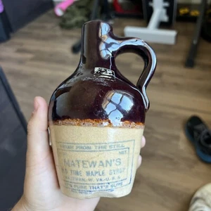 Antiker MATEWAN'S OLD TIME AHORNSIRUP AUS STILL WEST VIRGINIA KRUG selten! - Bild 1 von 18