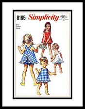 Simplicity #8165 GIRLS サンスーツ プレイスーツ & パンティー 生地縫製パターンピック SZ