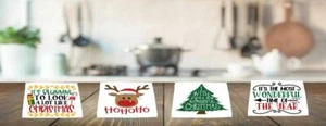 4-Pack Christmas Theme Kitchen Dish Rags 11x11 Absorbent Holiday Dishcloth Towel - Picture 1 of 4