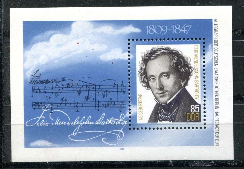 EAST GERMANY - D.D.R. 1984, MUSIC: COMPOSER FELIX MENDELSSOHN, Sc 2393 S/S, MNH - Image 1 of 1