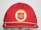 Vintage Lone Star Beer Hat Snapback Trucker Cap Rope Brim Red Patch Stripe for sale