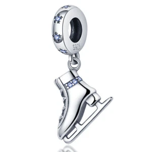 Sterling 925 Silver Ice Skates Boot Charm Skating Lover Winter Sports Olympic - Picture 1 of 1