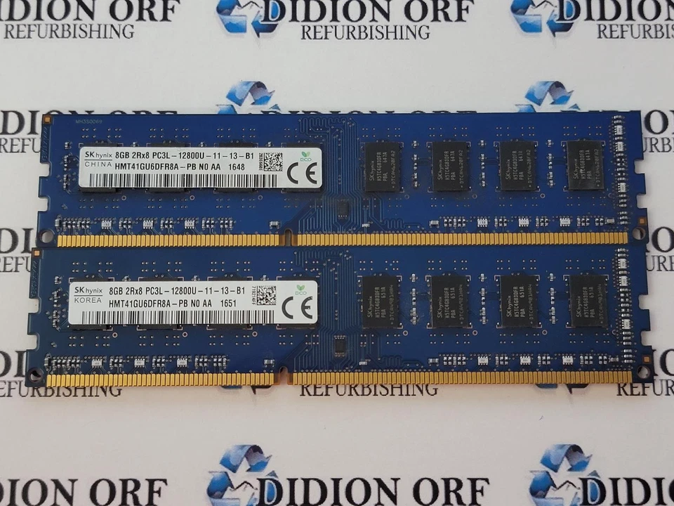 Set of 2 Sk hynix 8gb DDR3 Desktop RAM 1600 MHz 2rx8 HMT41GU6DFR8A-PB, SKU 9494 - Image 1 of 1