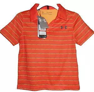 Under Armour Boy's Polo Shirt Orange Stripe Size: Youth X-Small (5-6) NWT $40 - Picture 1 of 5