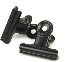 Black Small Bull Clips - 30 Pack Mini Metal Hinge Clips Tiny Binder Paper Clamps - Picture 1 of 3