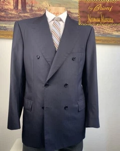 Brioni Mens Aurelio Navy Striped Double Breasted Blazer 44R $4329 - Picture 1 of 16