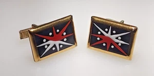 Vintage Gold Tone Hand Paint Porcelain Star Burst Victoria Flemming Cufflinks - Picture 1 of 3