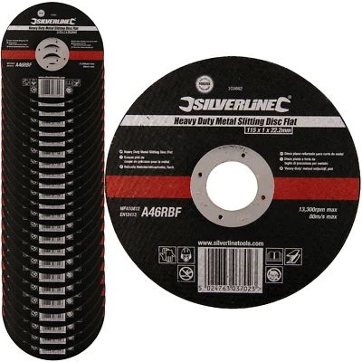 Silverline Disco da Taglio Taglio Metallo 115mm Dischi Piatti Resistenti Confezioni 1-25 - Immagine 1 di 2