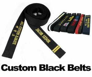 Martial Arts Black Belt Embroidered Custom Belts Karate Taekwondo Jiu jitsu Judo - Picture 1 of 4