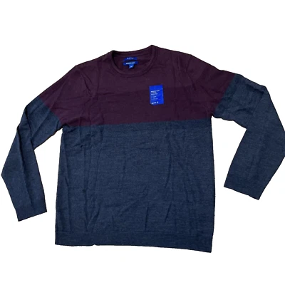 APT. 9 Merino Wool Sweater Men L Colorblock Red Gray Soft Preppy Pullover 42" - Image 1 of 4