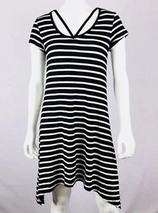 Ultra Flirt Damenkleid Größe M Stretch schwarz weiß gestreift asymmetrischer Saum - Bild 1 von 7