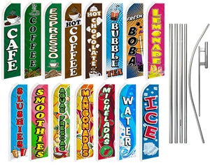 Drinks Advertising Swooper Flutter Feather Flag Kit Beer Water Lemonade Coffee - Picture 1 of 24