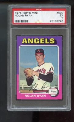 1975 Topps MINI #500 Nolan Ryan PSA 5 Graded Baseball Card MLB California Angels - Image 1 of 2