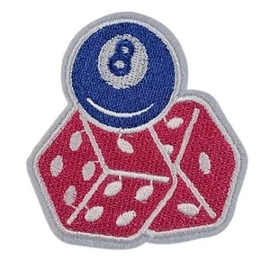 Pink Dice Blue 8 Ball - Embroidered Patch - Picture 1 of 3
