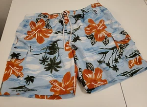 Caribbean Joe Men's Blue Hawaiian Floral Swim Shorts Size XL - Picture 1 of 8