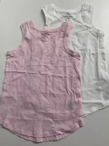 Amazon Essentials Girls L (9-Years Old) White/Pink 2-PACK Tank Top shirts NEW - Picture 1 of 12