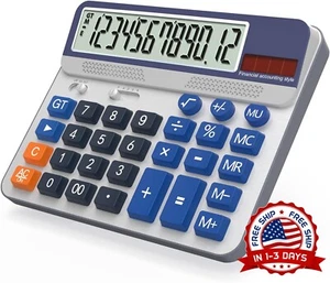 Calculadora de Escritorio, Teclas de Computadora Grandes, Pantalla de 12 Dígitos - Picture 1 of 8
