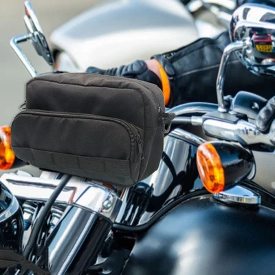 Motorcycle Handlebar Bag Storage Fork Bag Universal Black Sissy Bar Bag - Image 1 of 4