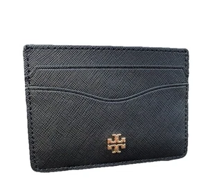 Tory Burch Emerson schwarz Saffiano Leder Kartenetui Geldbörse Etui 136101 Neu mit Etikett - Bild 1 von 7