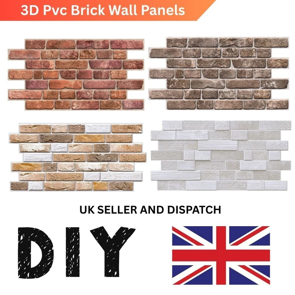 Brick Effect 3D PVC Plastic Wall Panels Decorative Cladding Tiles - Image 1 of 1