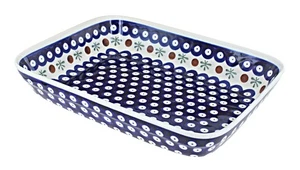 Blaue Rose polnische Keramik Natur kleiner rechteckiger Bäcker - Bild 1 von 1