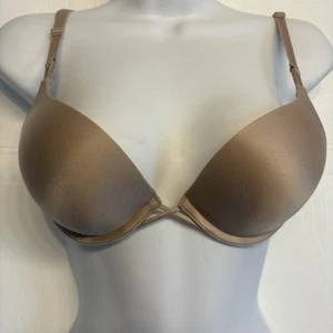 Victoria's Secret Bombshell Plunge Super Push-up BH Gr. 32A Beige Glatt Satin - Bild 1 von 10