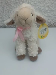 peluche agnello super morbido 9" con nastro rosa nuovo ed etichetta omaggio uk posta e confezione - Foto 1 di 24