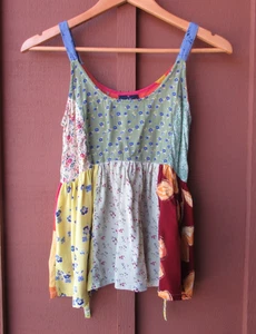 Top smanicato donna XS/S fili sacri floreale boho patchwork festival pronto - Foto 1 di 8