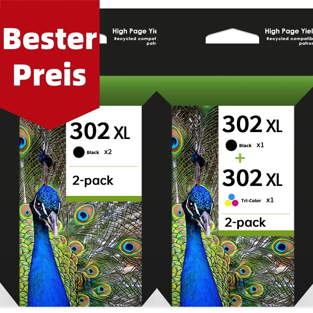 302XL Druckerpatrone Schwarz – 750+ Seiten, Kompatibel Mit HP Envy, OfficeJet, DeskJet