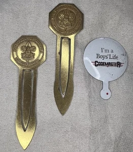 BSA 2 Bookmarks from National Council Metal Gold Tone SC-200 - Photo 1 sur 7