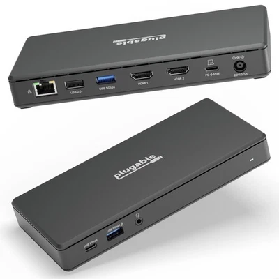 Estación de Acoplamiento USB C Enchufable Doble Monitor 2 Puertos HDMI, Base de Entrega de Energía, Foto 1 de 4