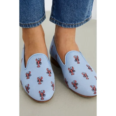 Zapatillas para fumar Coach Utopia langosta azul pálido mocasines bordados talla 9 Foto 1 de 4