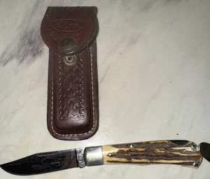 Vintage CUTCO 1882 BULLWHIP STAG Knife w/ Original Sheath SUPER RARE - Picture 1 of 11