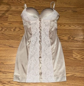 Secret By Victoria’s Secret Power Figure Shaping Slip w/ Bra 34C Beige w/ Lace - Picture 1 of 9