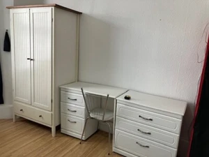 White bedroom furniture used (Ikea wardrobe, chest of draw, desk-dress table).. - Picture 1 of 22
