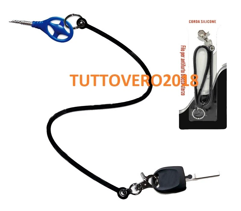 Portachiavi block shaft Filo Corda In Silicone Antifurto Blocca Sterzo per auto