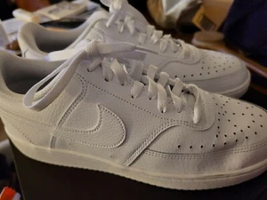 Nike Court Vision Low Triple White US women's 9.5 Sneakers Tennis Basketball - Picture 1 of 7