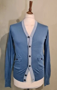Dolce und Gabbana GNC21K Kontrast Seide Cardigan Pullover Blau Größe XS UK 36 EU 46 - Bild 1 von 7