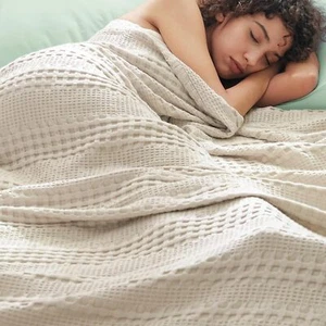 PHF Cooling Waffle Blanket Queen Size, Queen(90 "x90"), Linen 02 - Picture 1 of 8